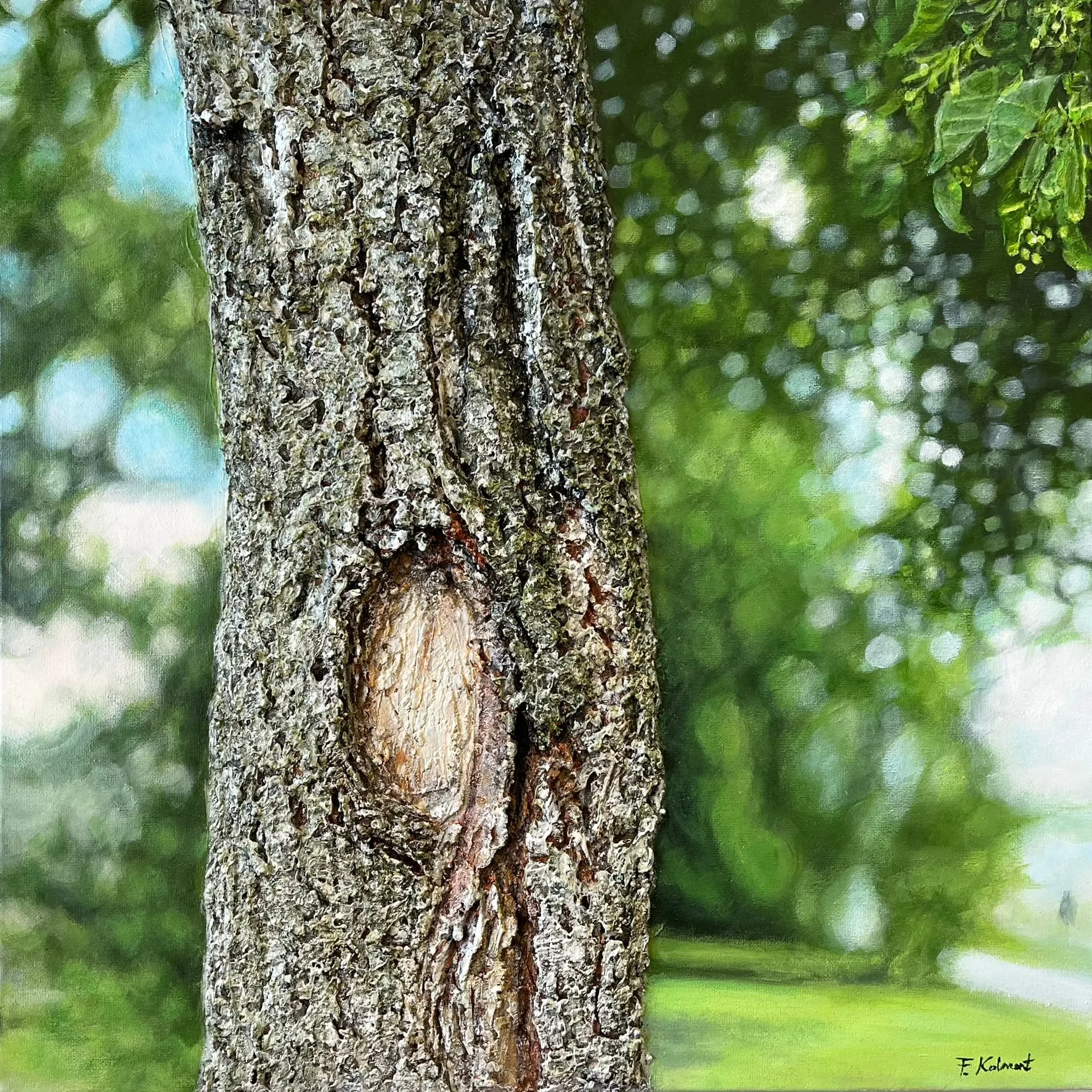 End of Summer, acrylic and mixed media painting by Fruzsina Kolmont